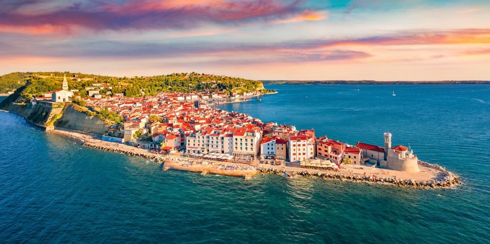 A view of Piran town on the Adriatic coast of Slovenia