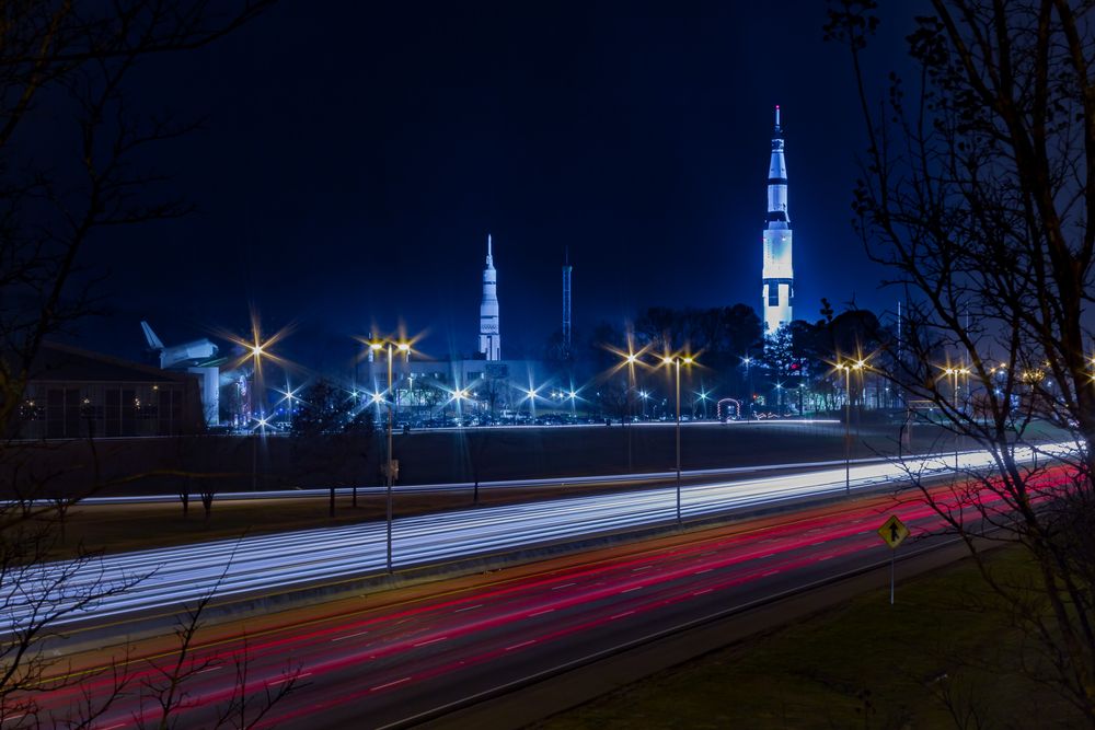 U.S. Space and Rocket Center in Huntsville, Alabama, seen from the highway