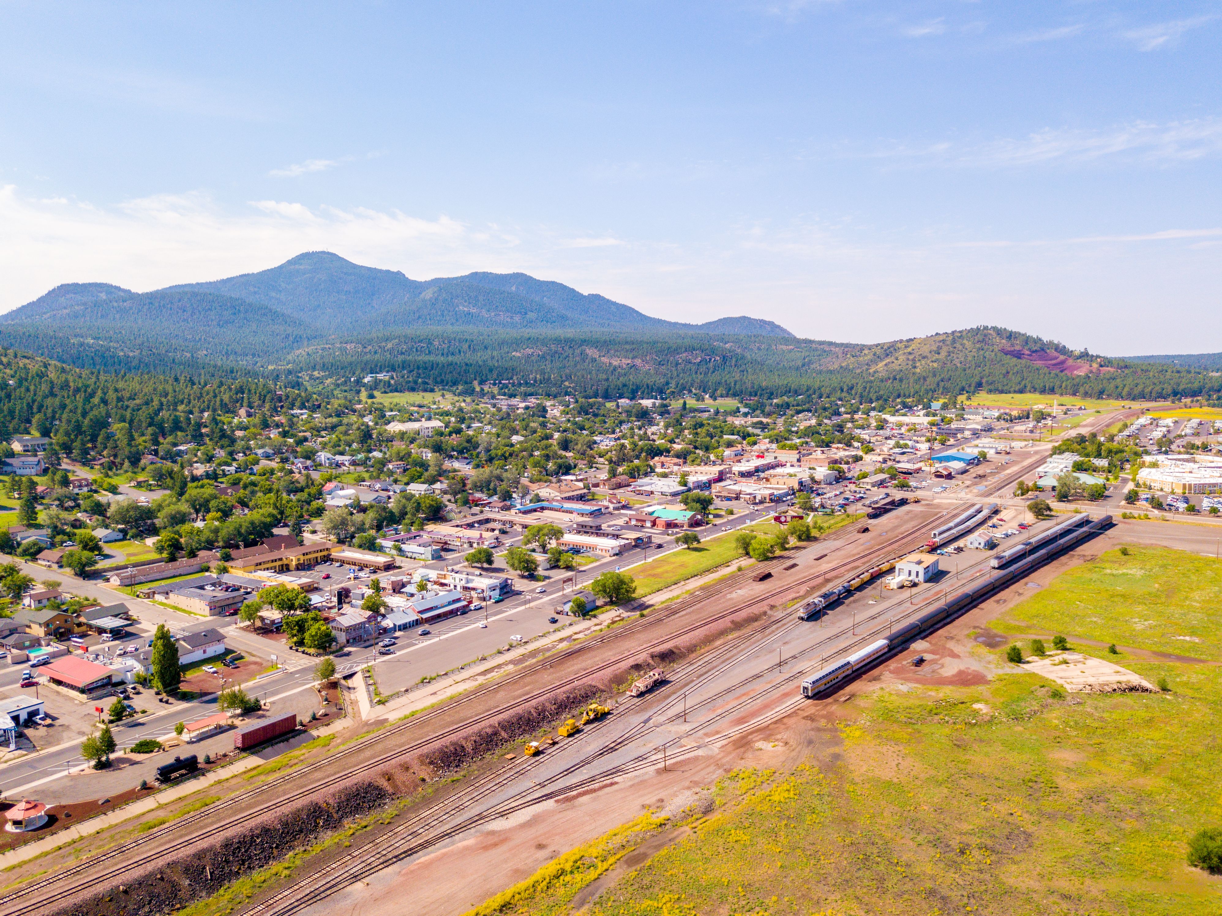 Aerial view of Arizona Williams city and train station