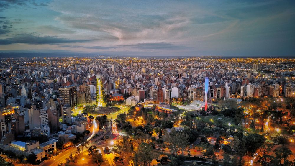 View of the city of Córdoba, Argentina during sunset