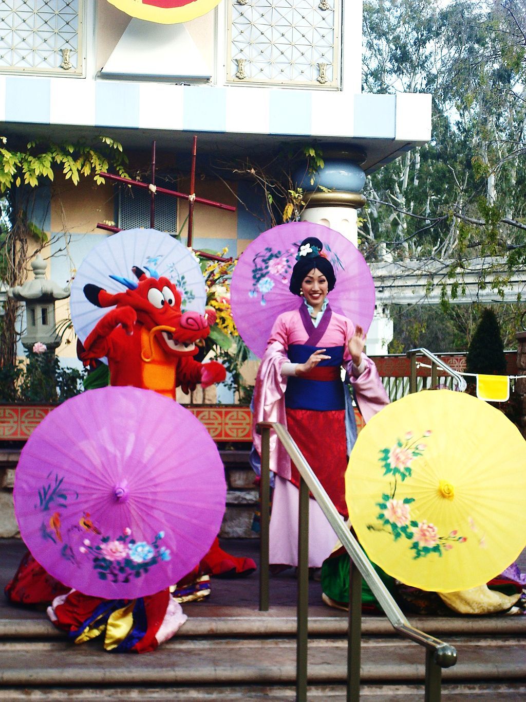 Mulan and Mushu at Disneyland