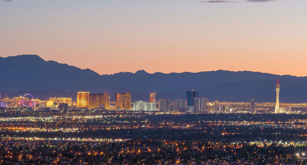 Aerial view of Las Vegas strip in Nevada USA