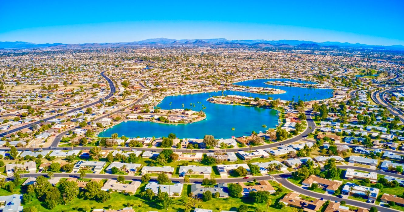 Aerial View of the Phoenix Suburb and Retirement Community of Sun City, Arizona