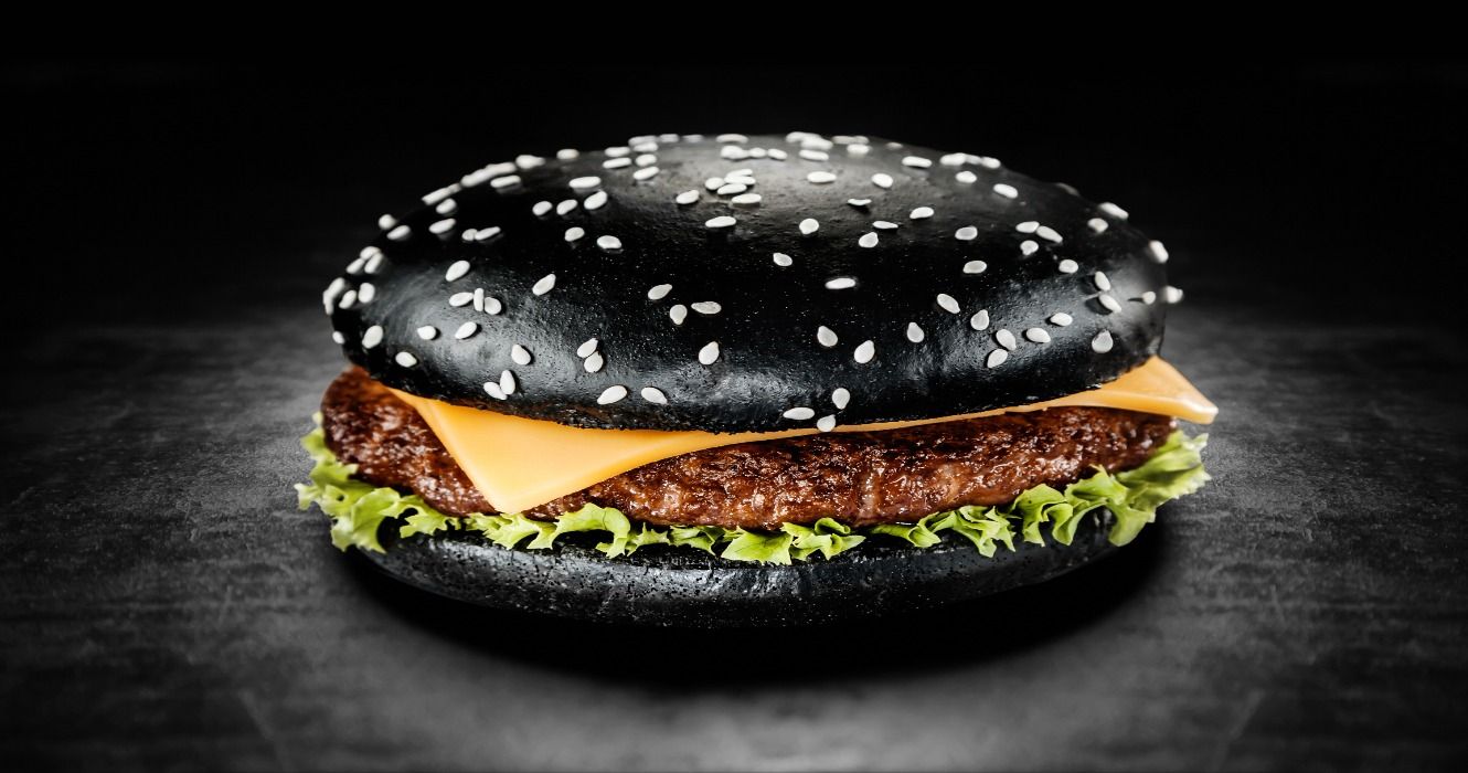A Japanese-style black squid ink burger, which is also served in McDonald's Japan