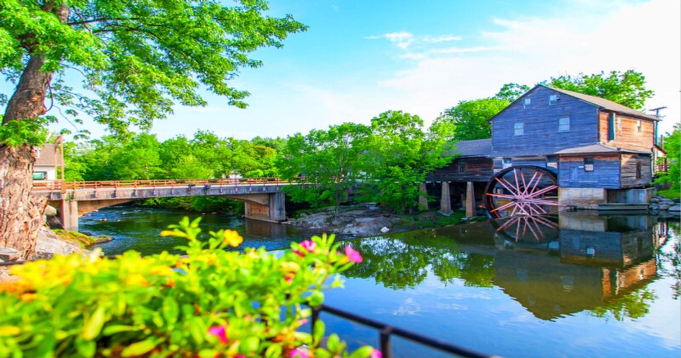 The Old Mill in Pigeon Forge, the Great Smoky Mountains area in the Blue Ridge Mountains of Tennessee, TN, USA
