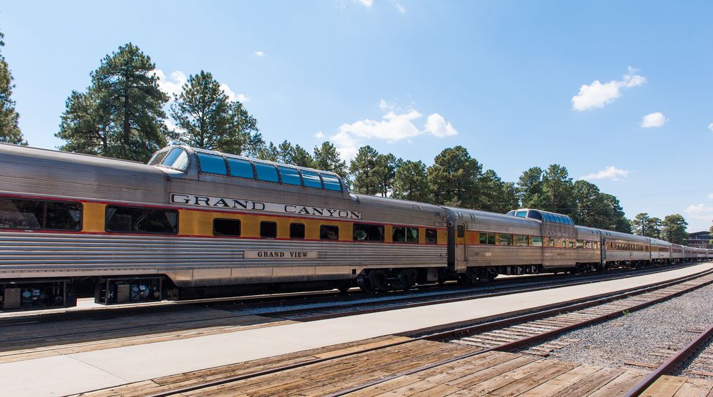 View of the train at Grand Canyon National Park Station.