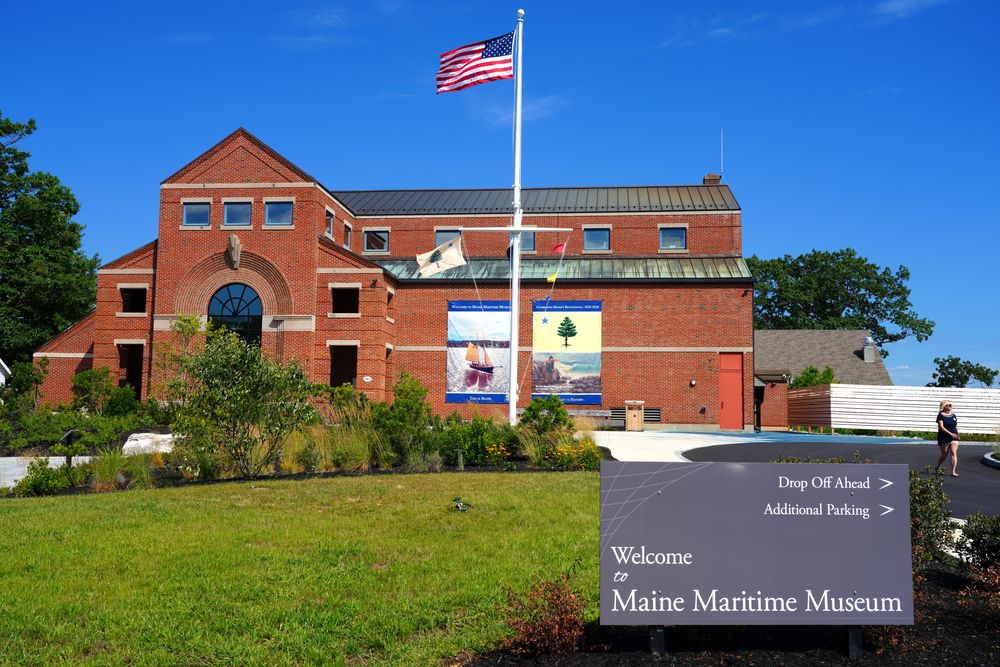 Exterior view of the Maine Maritime Museum in Bath, Maine, USA