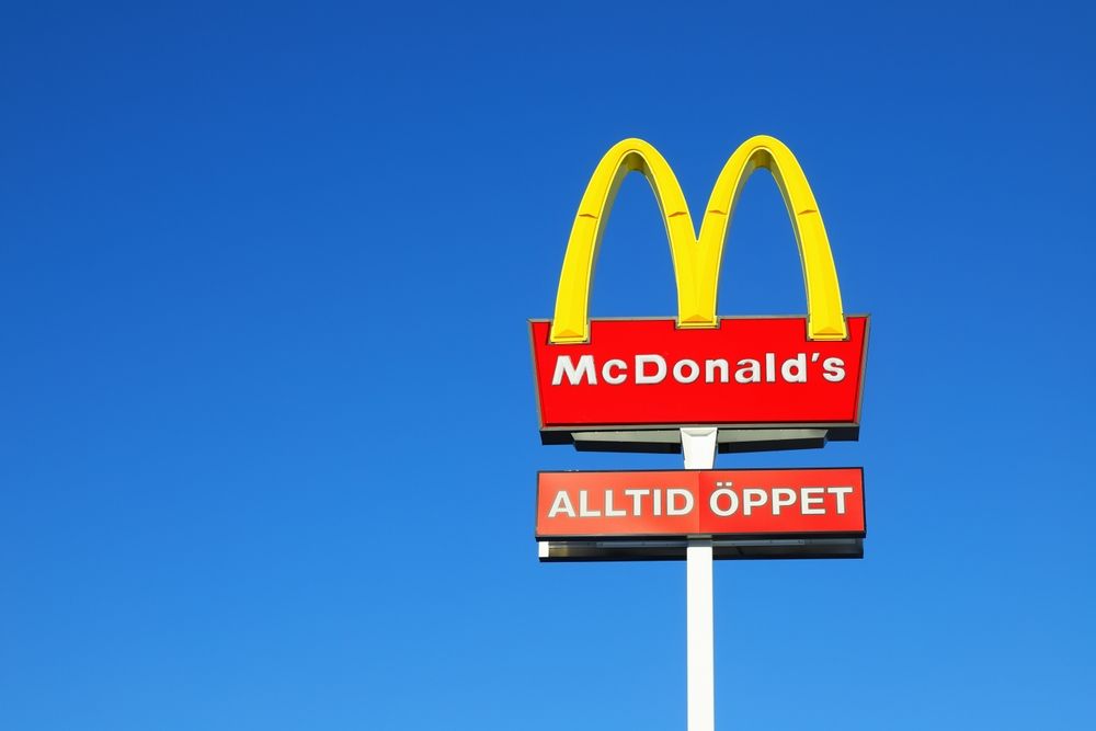 A McDonald's sign in Sodertalje, Sweden