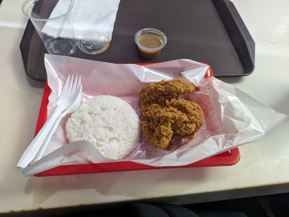 Fried chicken and rice at McDonald's in the Philippines