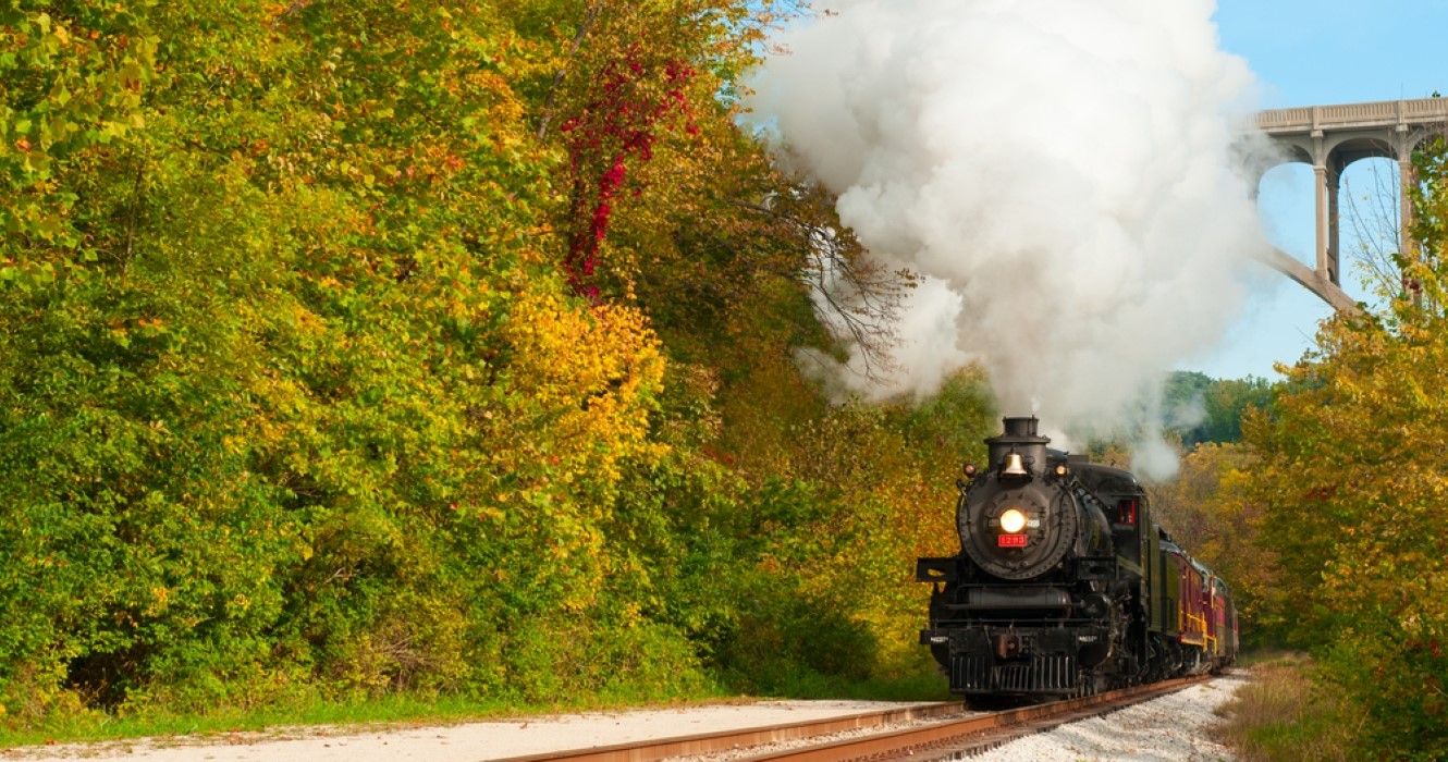 A steam engine on the Cuyahoga Valley Scenic Railroad