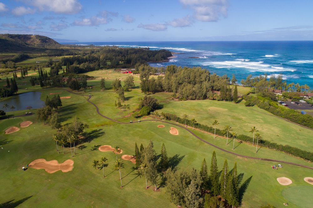 Aerial image of the Turtle Bay Resort and Golf Course Club located at 57-091 Kamehameha Hwy, Kahuku, Oahu, Hawaii
