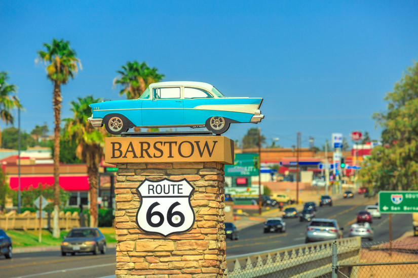 Barstow Sign on Route 66 on entrance of the city's Main Street, California