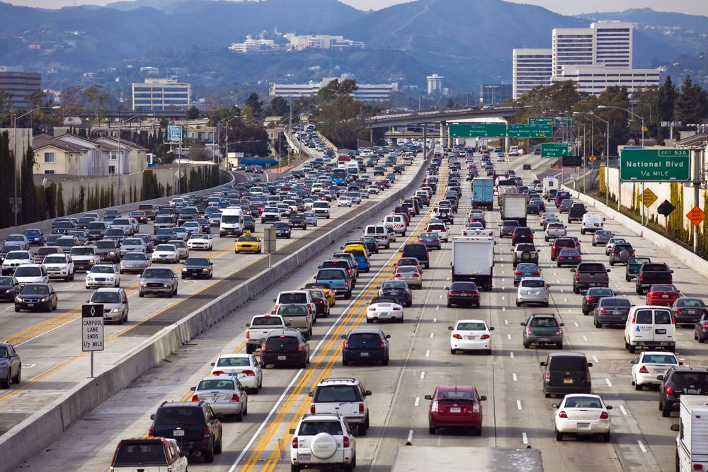 Heavy traffic on highway in Los Angeles