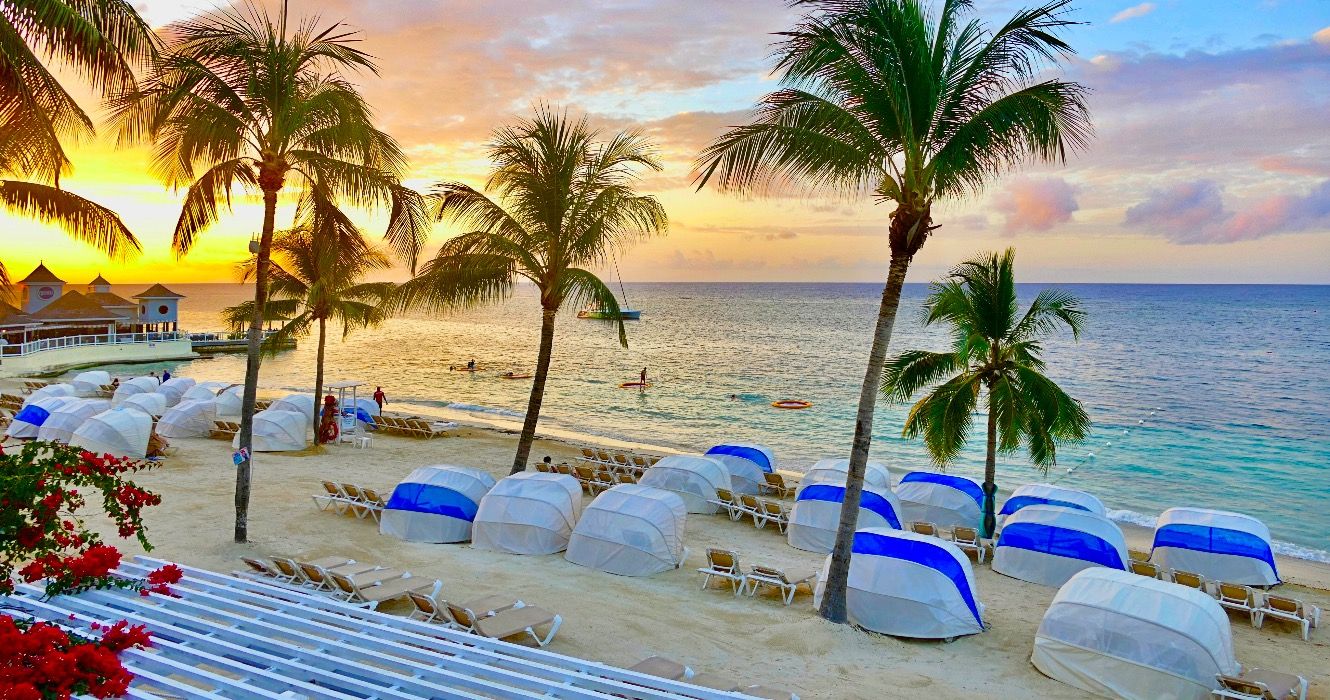 Beautiful Sunset Landscape Of Beaches Ocho Rios, Jamaica