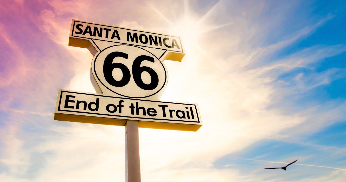 Route 66 signage in Santa Monica, CA