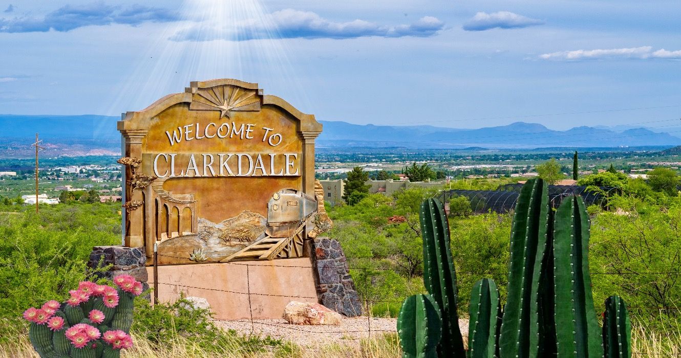 Clarkdale welcome sign, one of the small towns in Arizona 