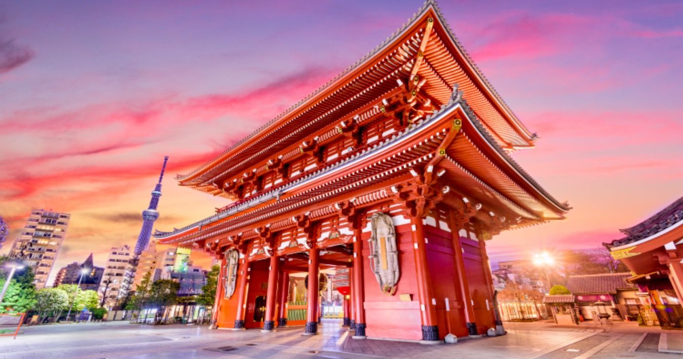 Temple gate in Tokyo, Japan.