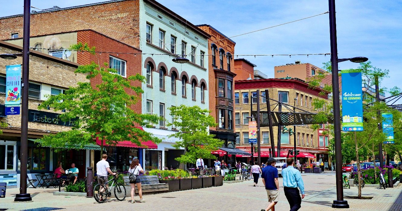 Downtown Ithaca, New York, USA