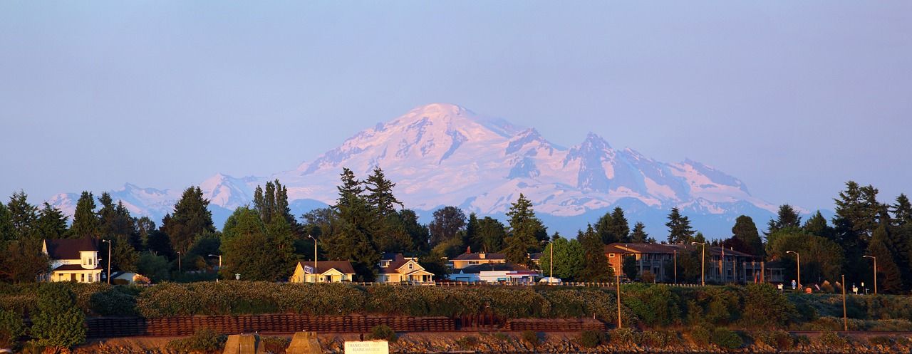 View of Mount Baker over Blaine in Washington