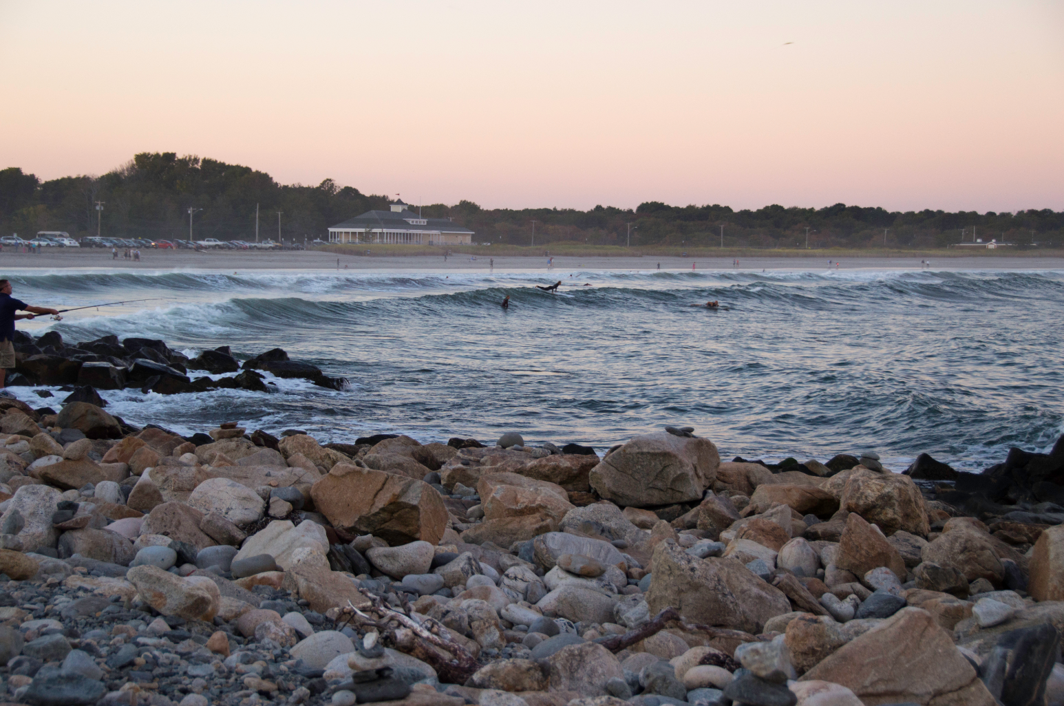 Panoramic view of the waves at Narragansett, Rhode Island