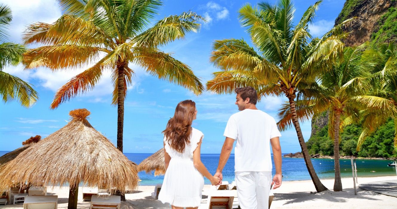 Couple vacationing in St Lucia