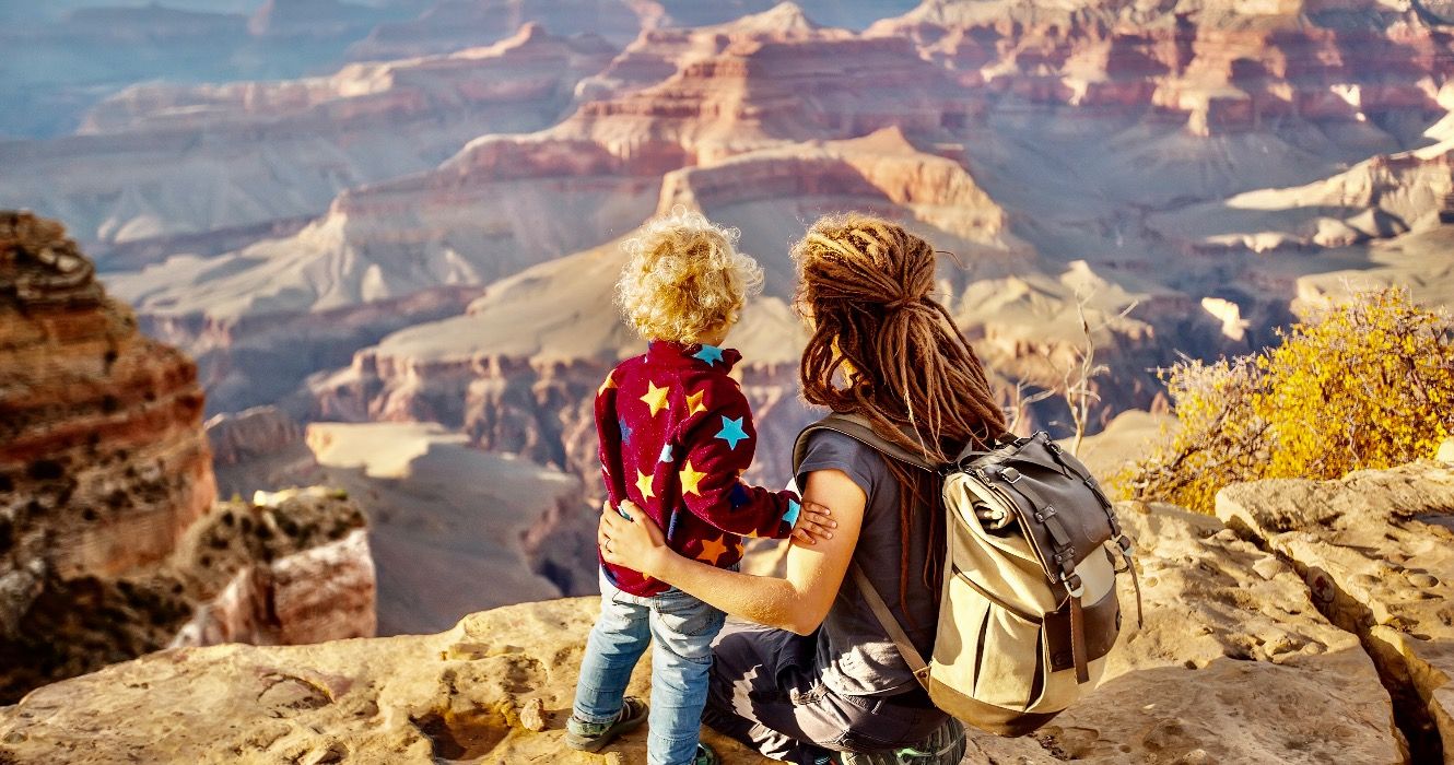 Mother and son at Grand Canyon National Park 