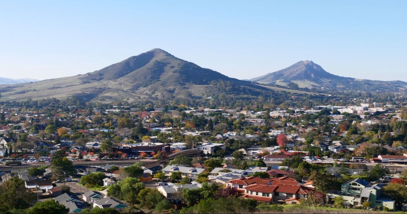 Arial view of Bishop peak and Cerro San Luis Obispo from Terrace hill