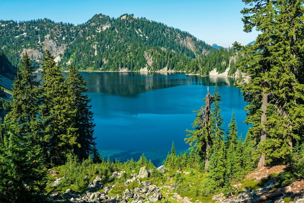 Snow Lake in the Alpine Lakes Wilderness near North Bend in Washington, USA