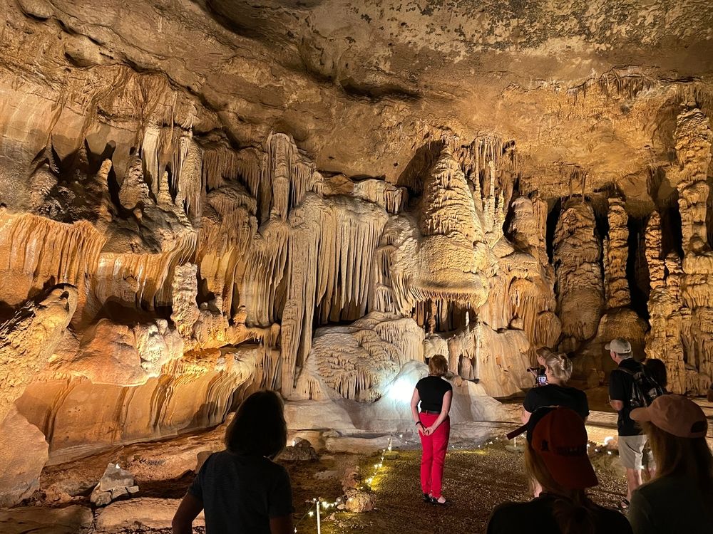 The interior of Cave Without a Name in Boerne, Texas
