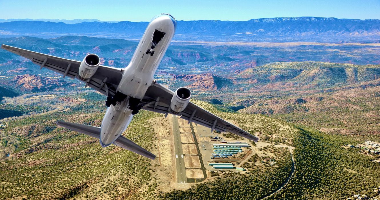 Aerial view of the unique Sedona, Arizona airport
