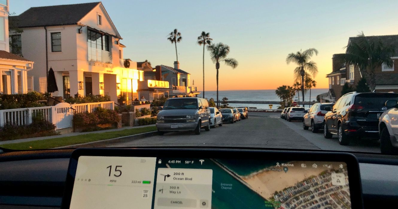 Tesla driving through California