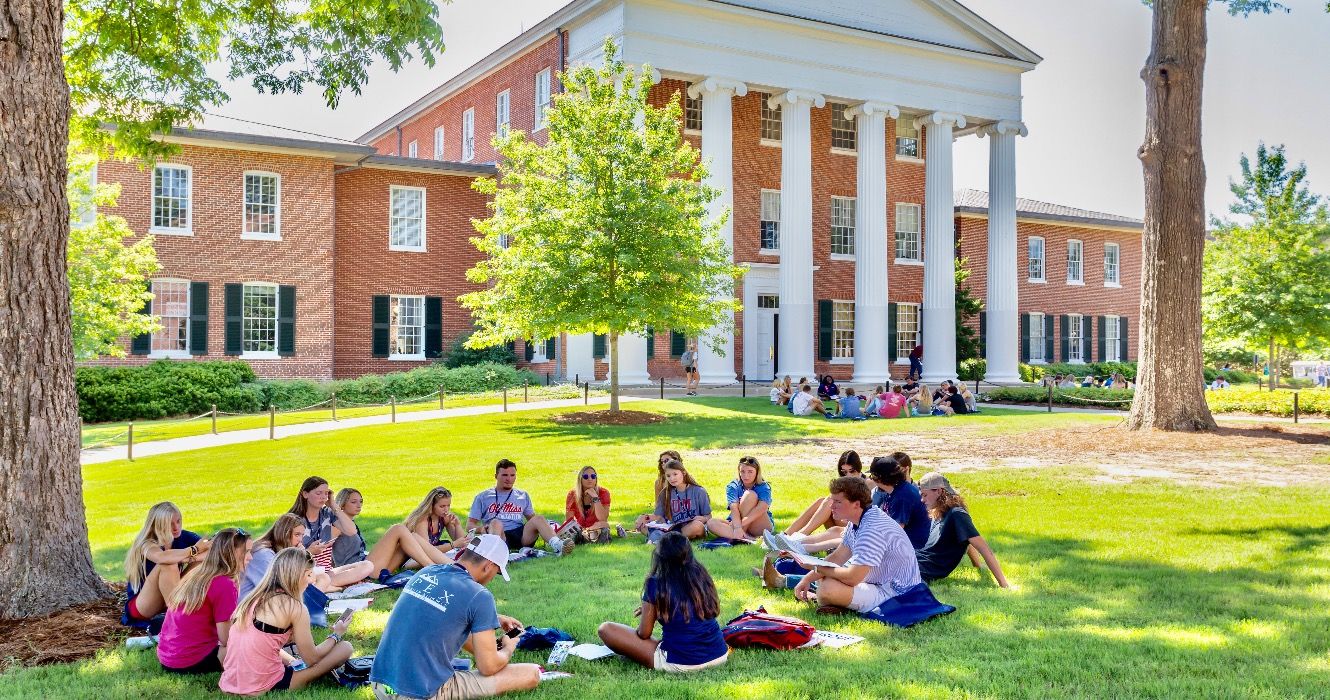 individuals gathered on the campus of the University of Mississippi.