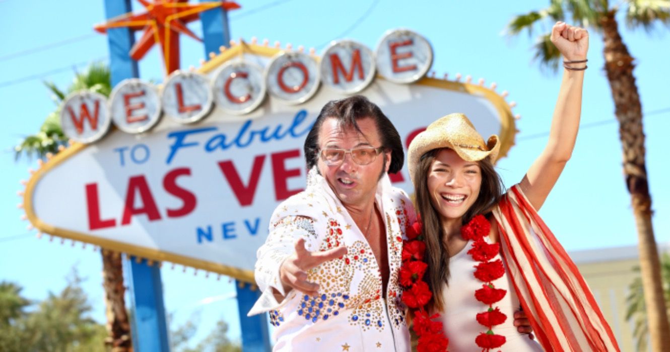 Having fun in front of the Welcome to Las Vegas sign