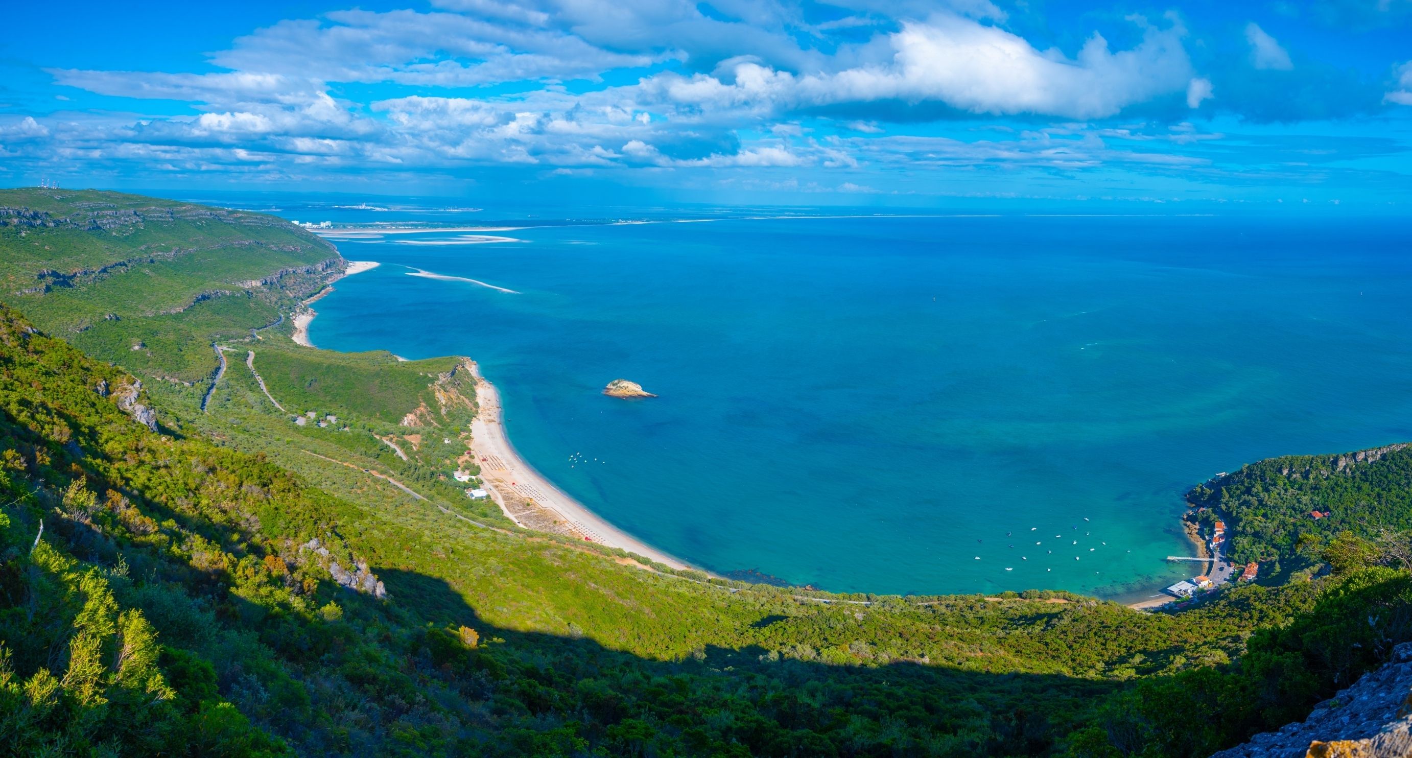 Green coastline of natural park of Arrabida near Setubal in Portugal
