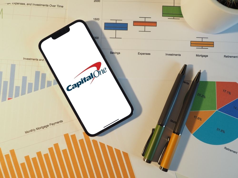 Capital One logo displayed on a smartphone