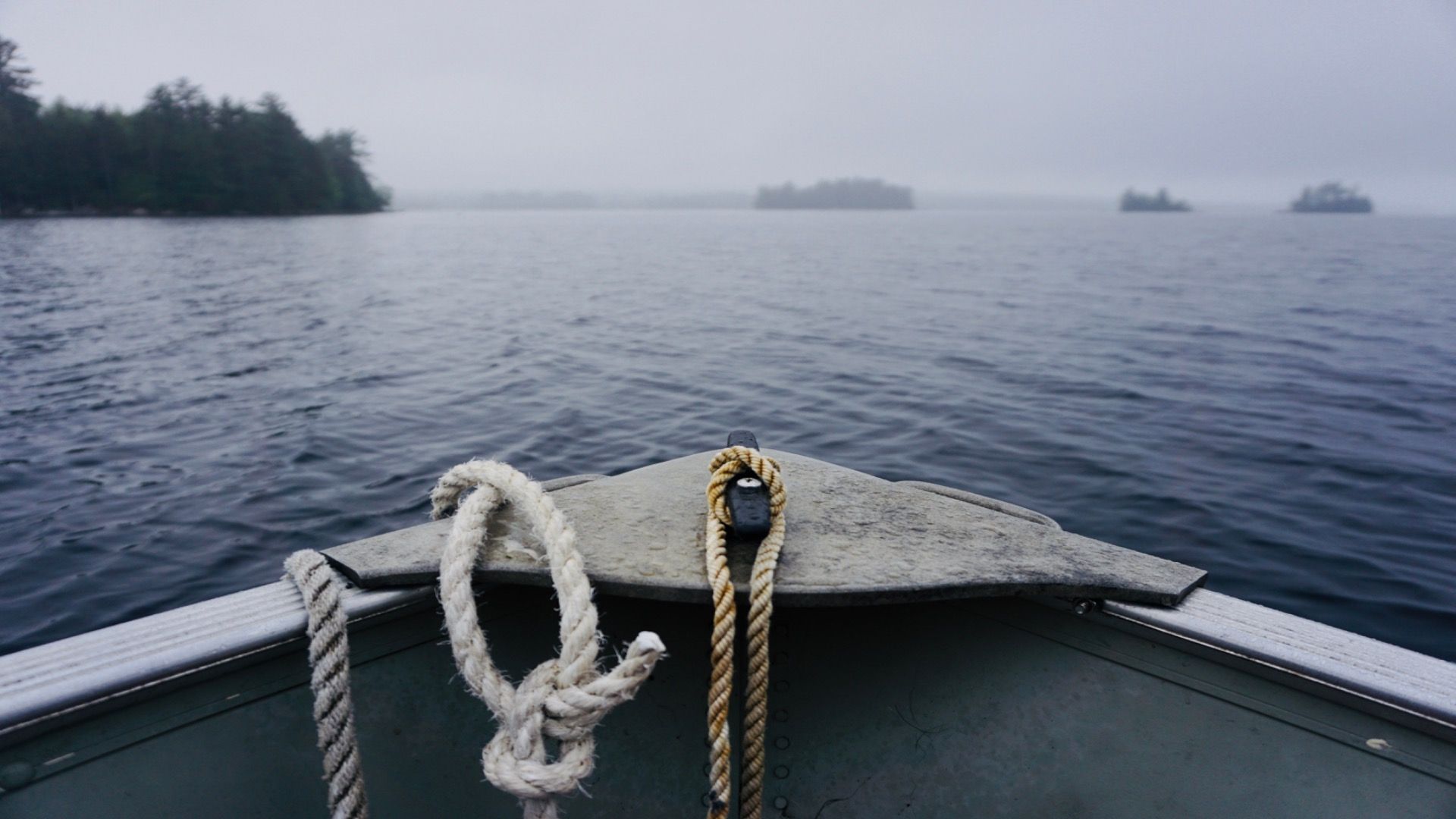 Foggy day on the water in Ellsworth, Maine