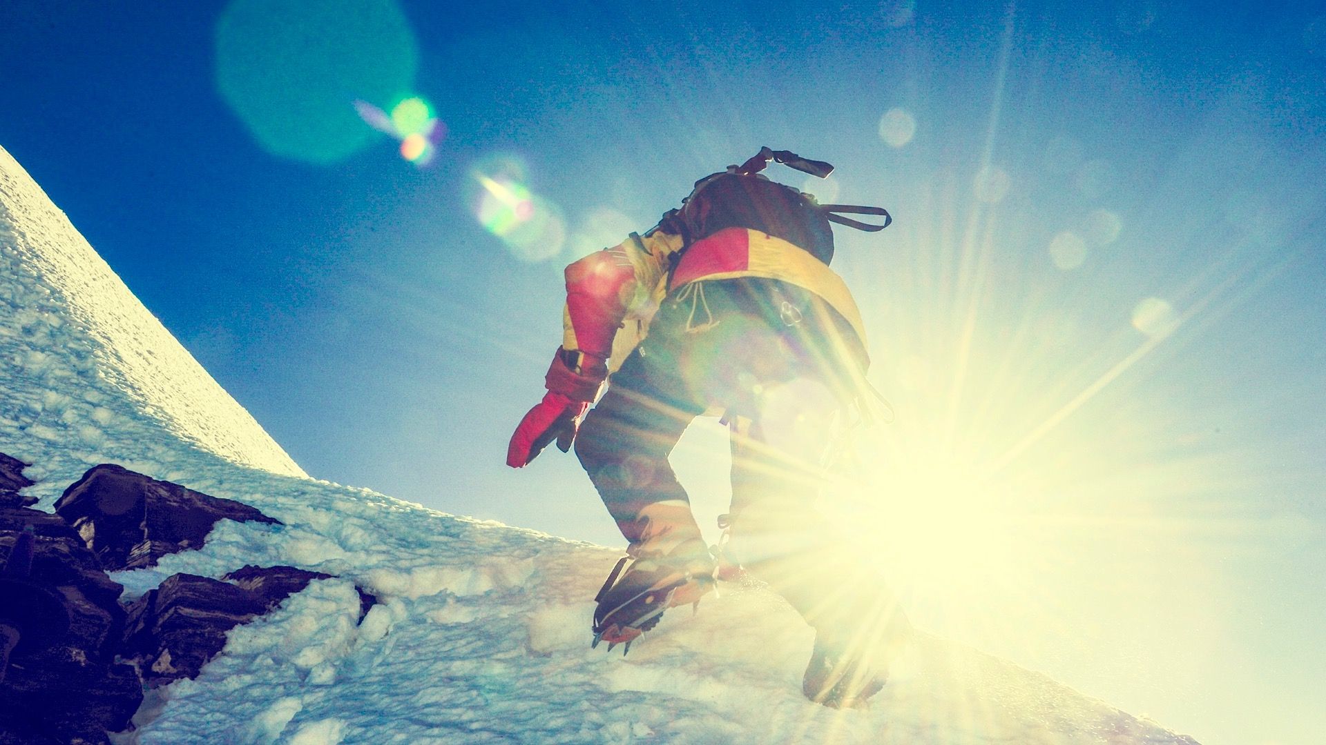 Person climbing up Mount Everest, Nepal