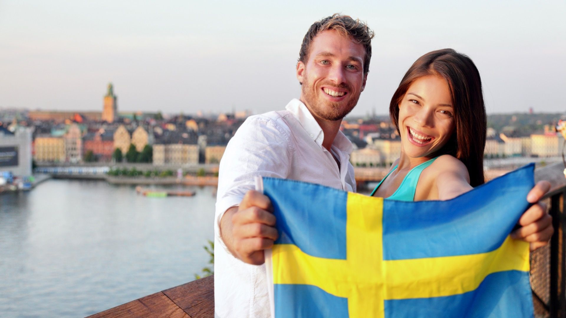 American citizens holding Swedish flag