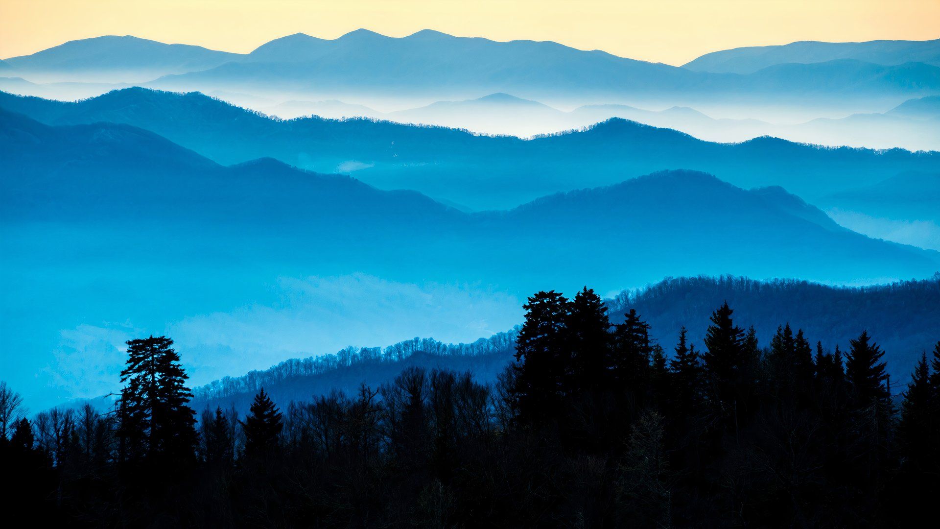 View of the Smoky Mountains from Route 441 Newfound Gap
