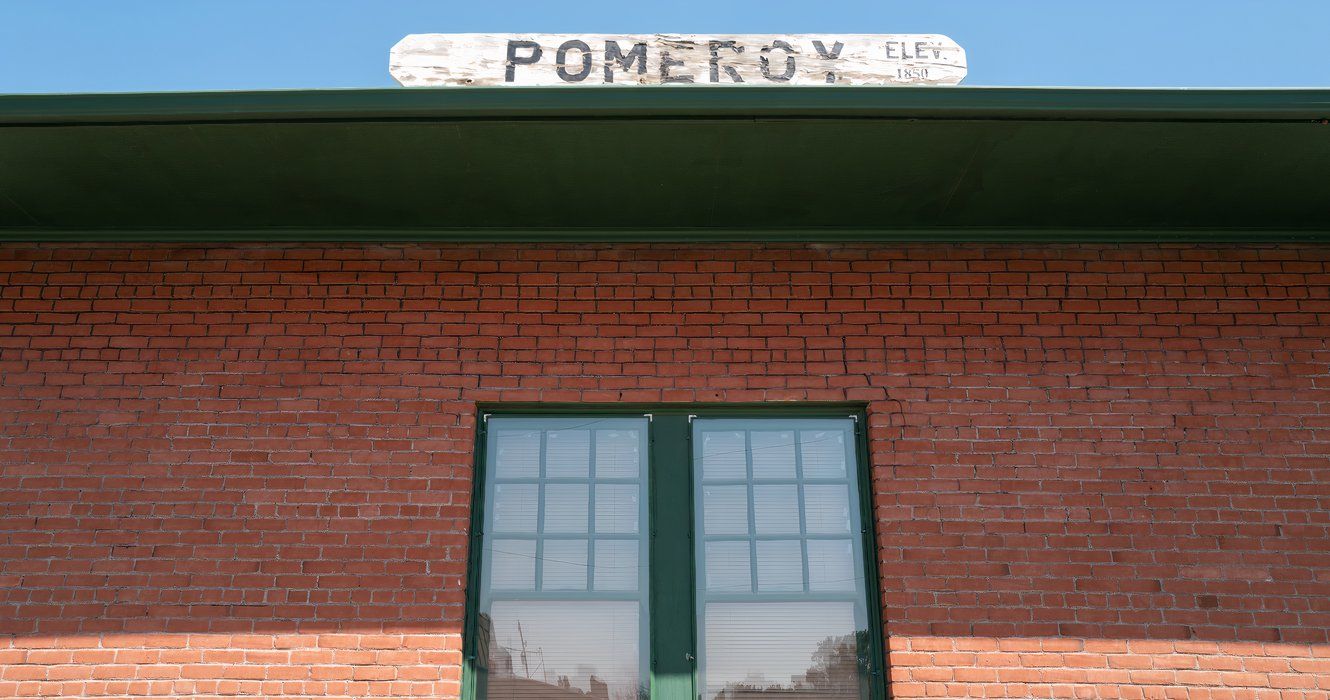 Pomeroy sign on old depot Washington
