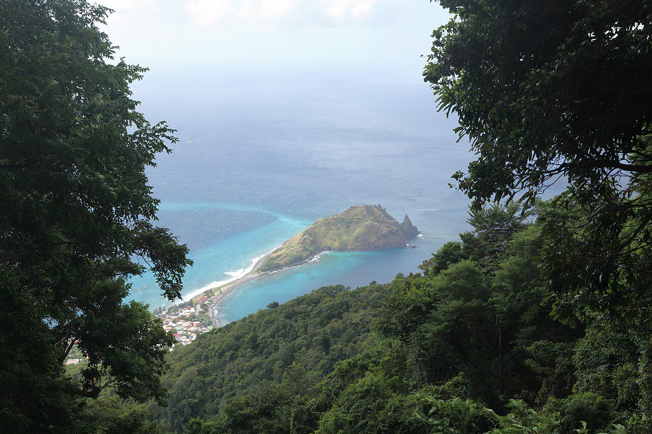 Scotts Head peninsula while hiking the first segment of Dominica's Waitukubuli National Trail.