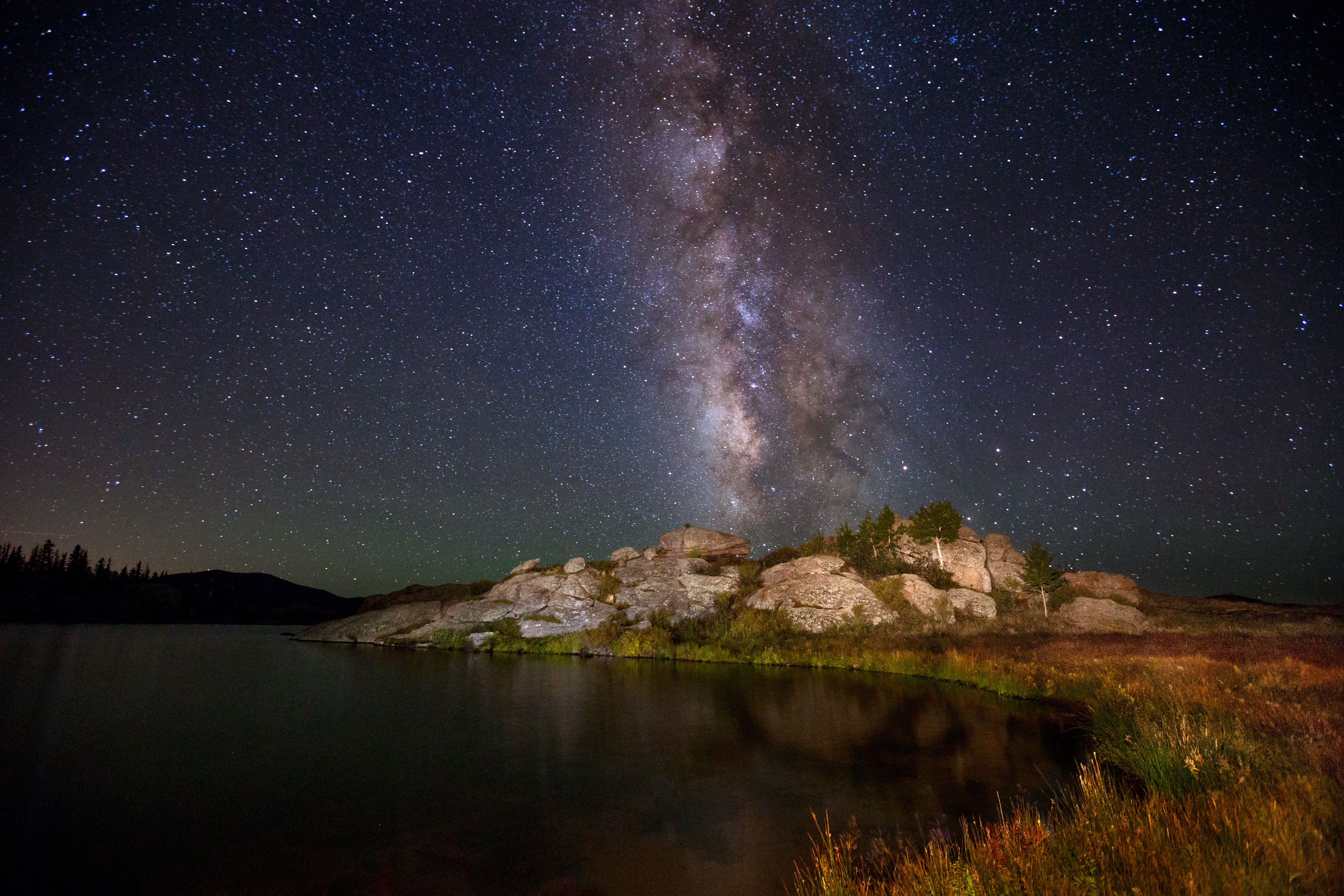 The Milky Way over the reservoir at Eleven Mile State Park in Colorado, USA