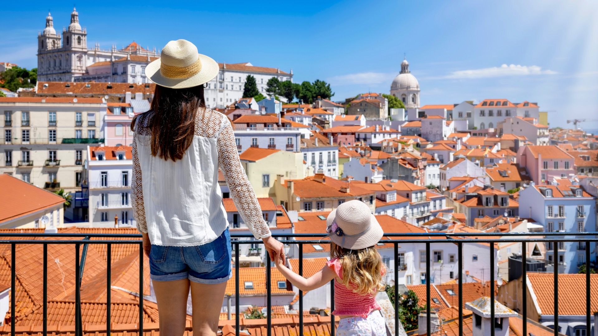 Lisbon, with the colorful houses and roofs, Portugal