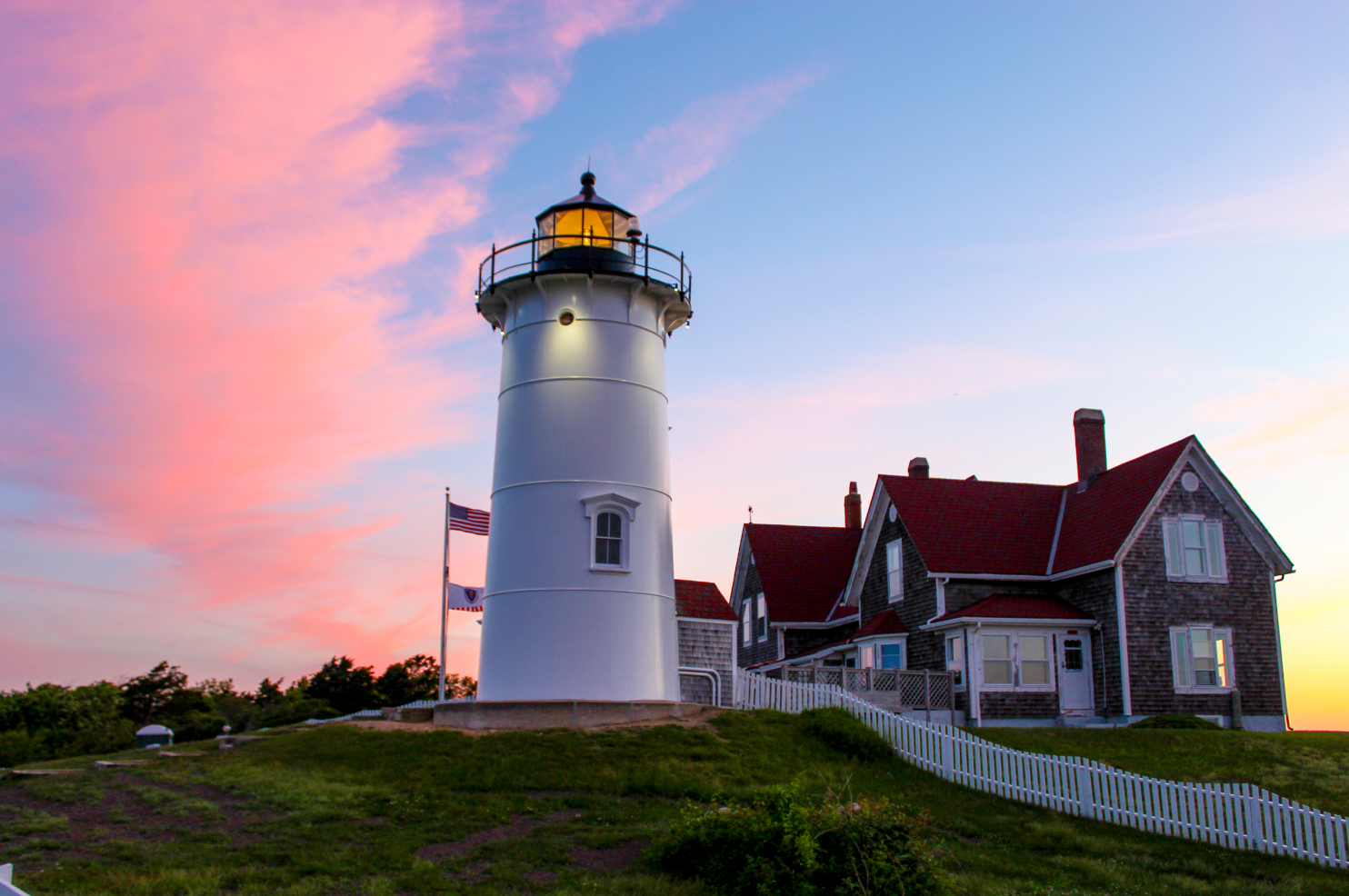 View of the Nobska Light house in Falmouth on Cape Cod, Massachusetts 