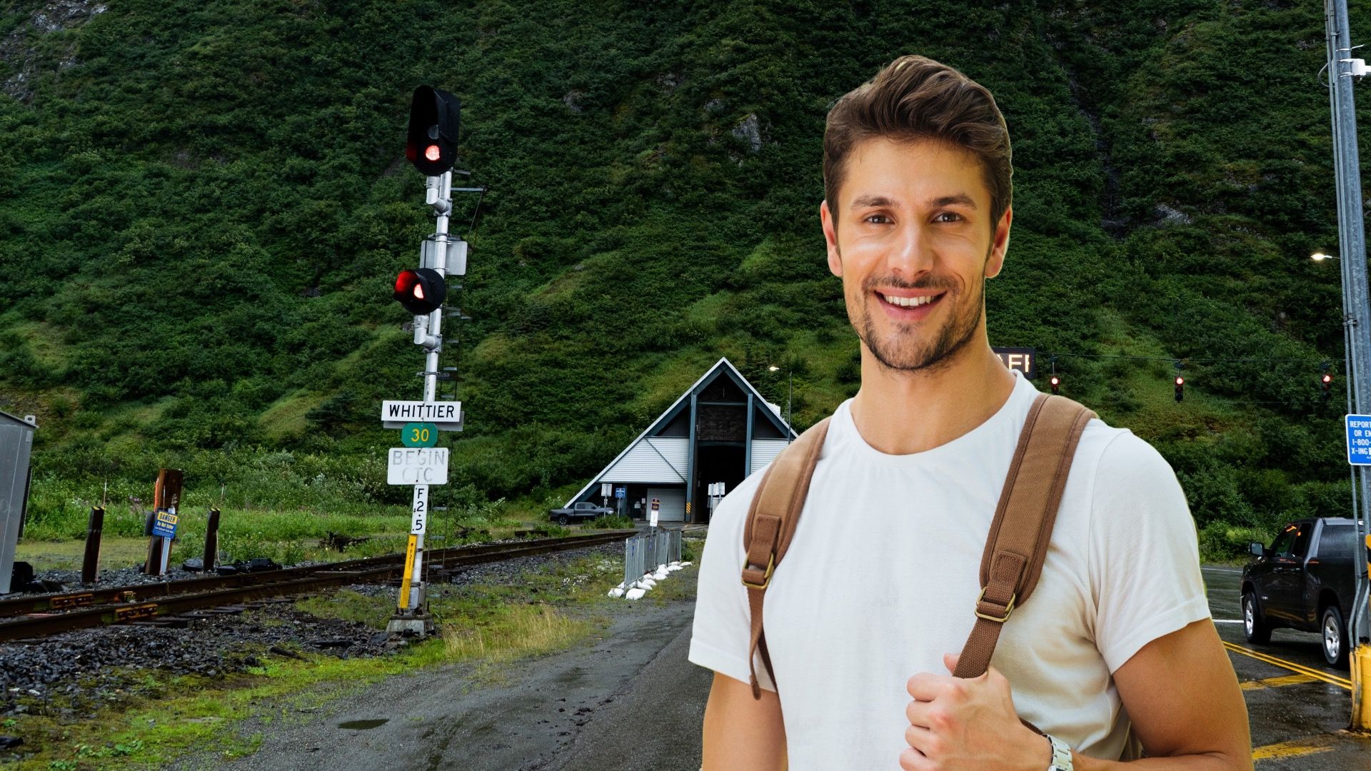Anton Anderson Memorial Tunnel entrance from Whittier side Alaska USA