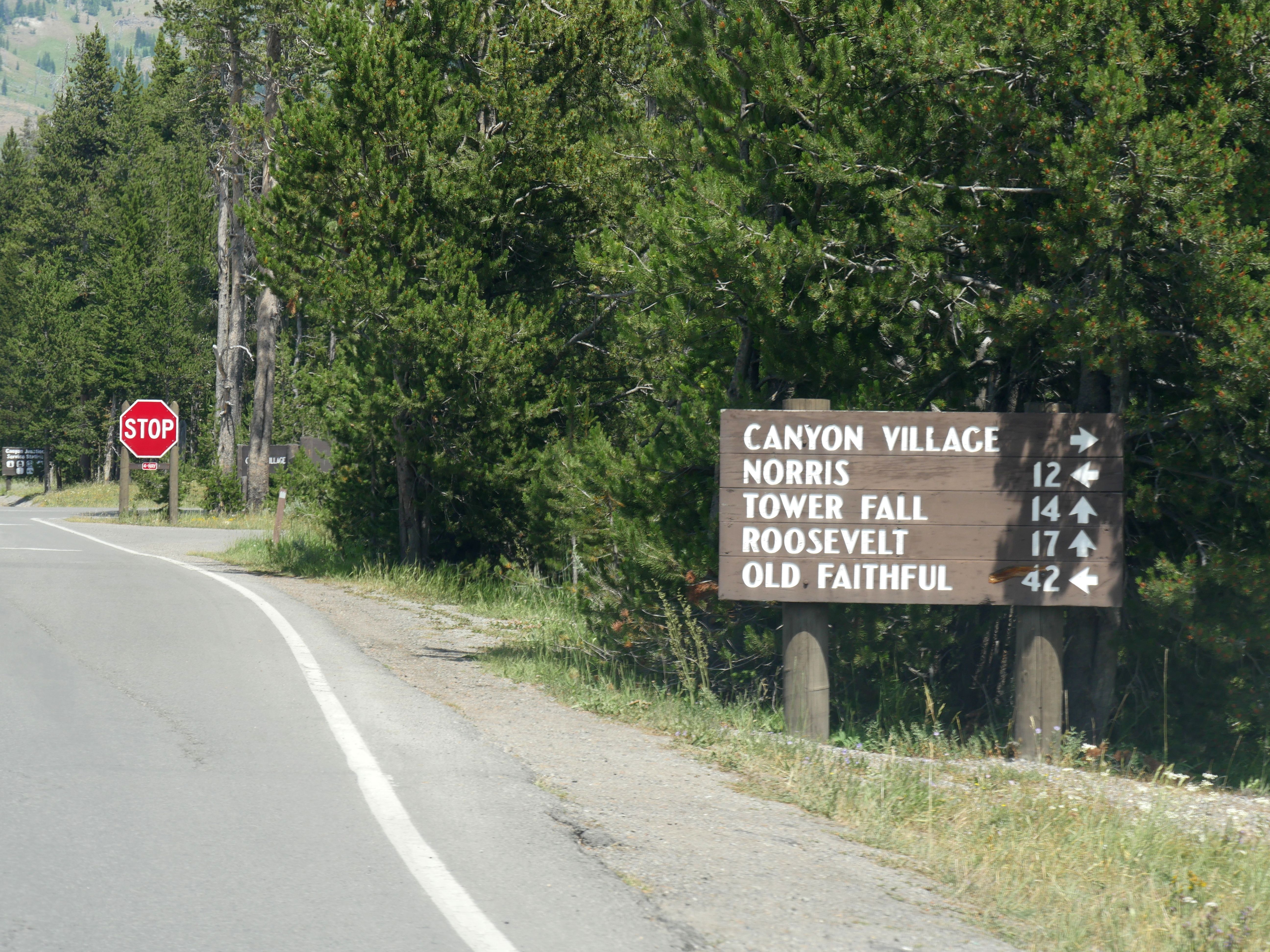 The sign for Canyon Village outside Yellowstone National Park