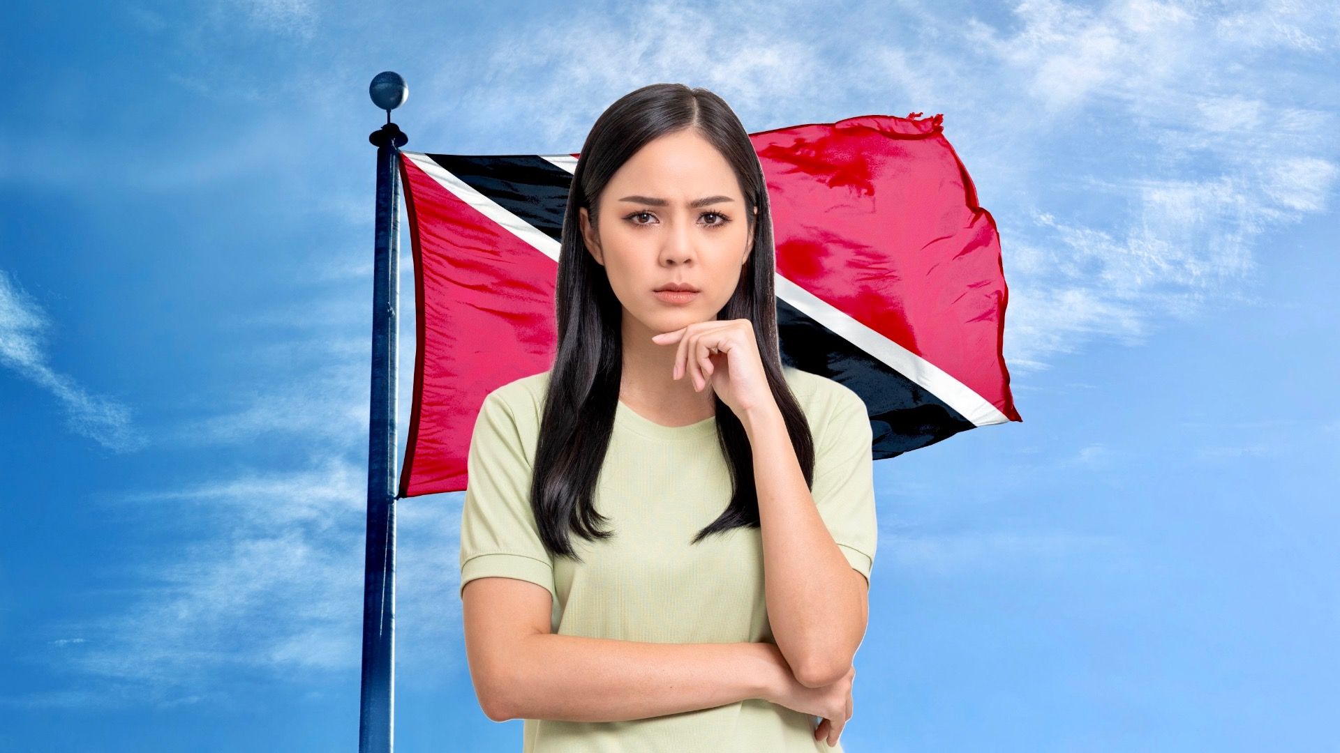 Trinidad and Tobago flag on the mast