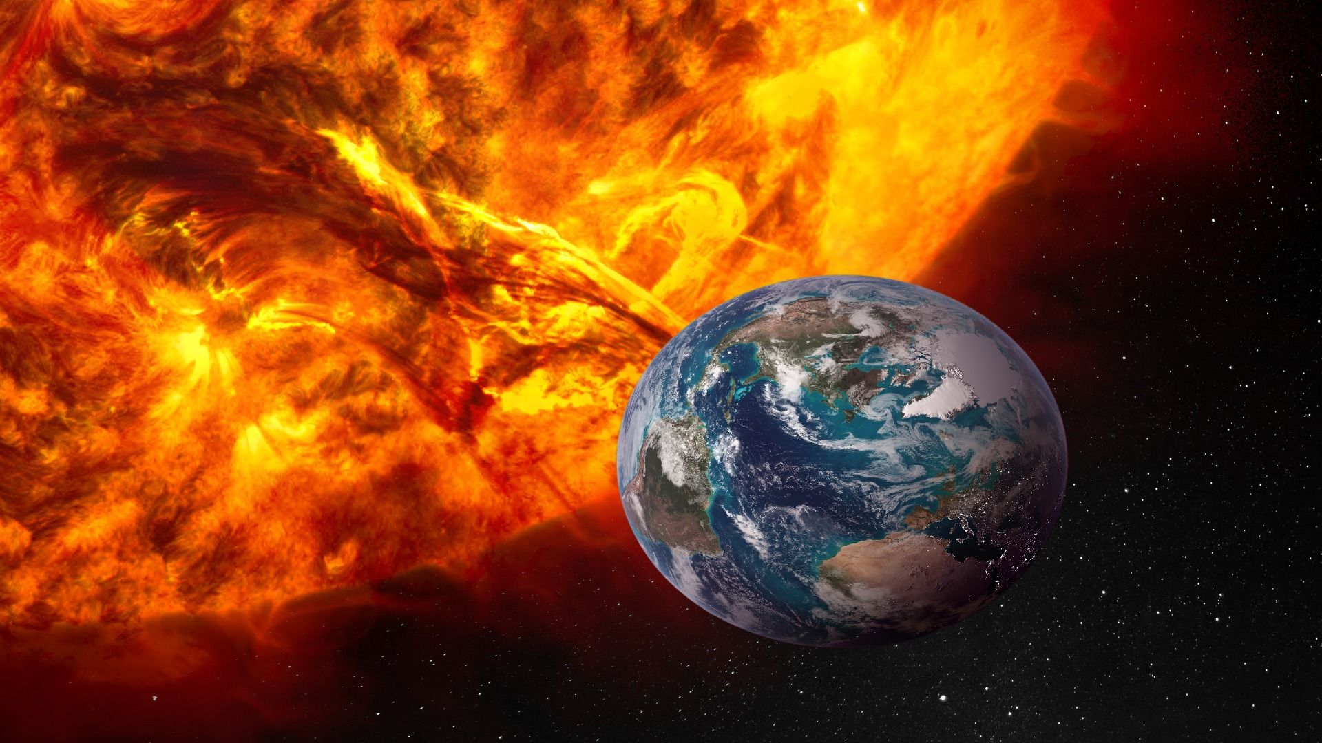 Planet Earth and the Sun 3D illustration. Elements of this image are furnished by NASA