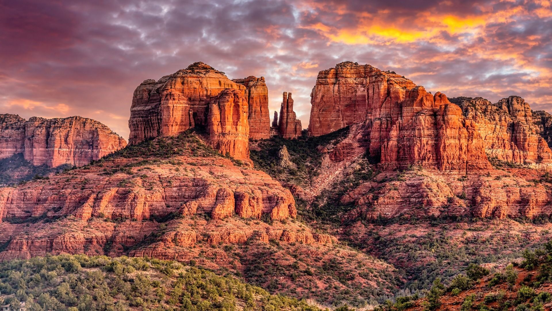 Sunset at Cathedral Rock near Oak Creek Village, Sedona, Arizona