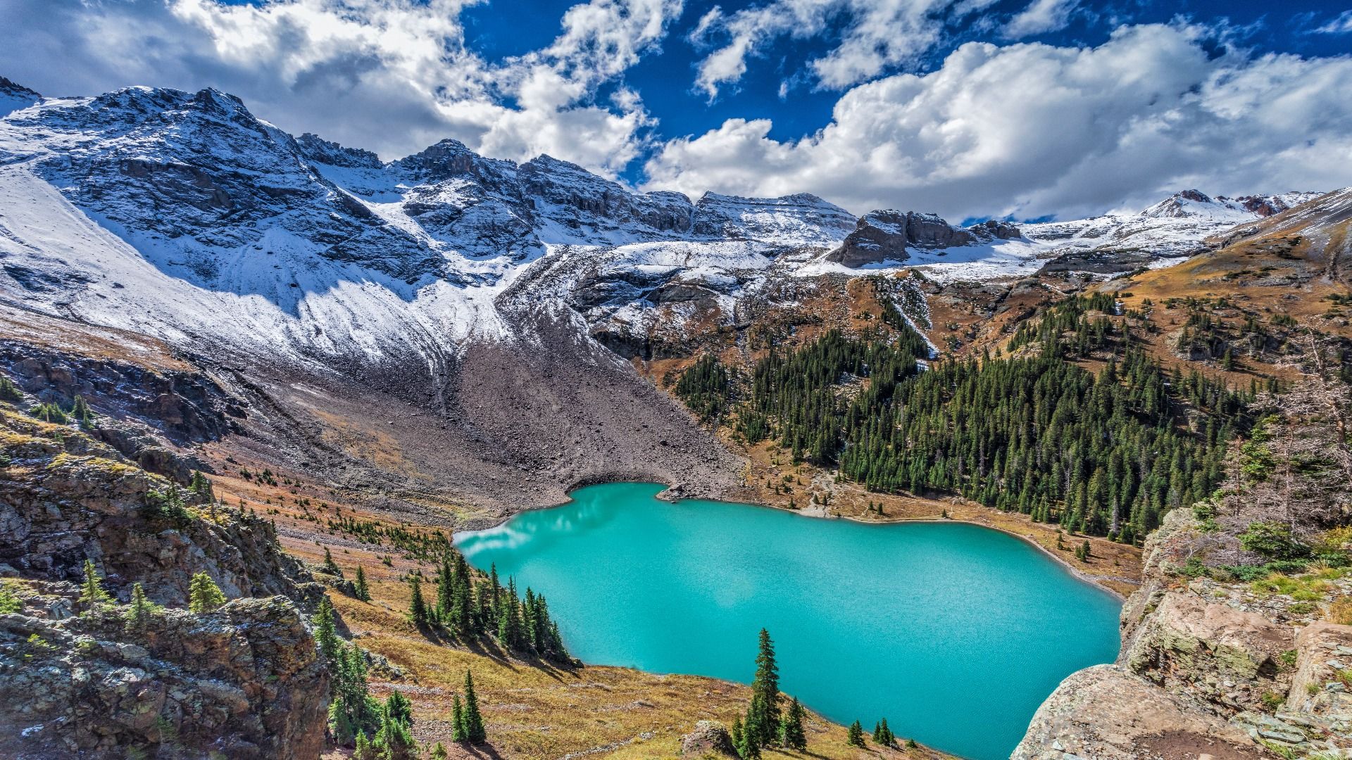 Mount Sneffels and the Blue Lake dear Telluride, Colorado, CO, USA